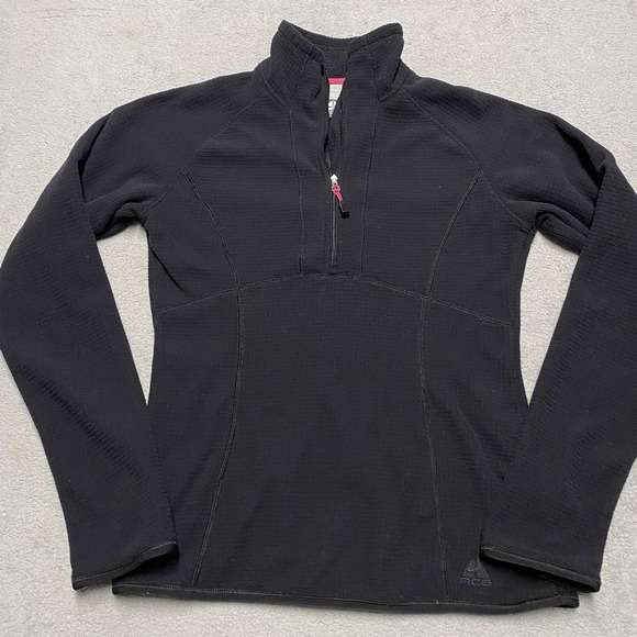 Nike ACG Thermal 1/4 Zip Women XS Black Pullover Outdoors Gorpcore Fleece Waffle - Picture 1 of 9